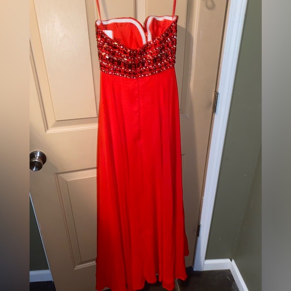 Red Strapless Prom Dress - Picture 3 of 3